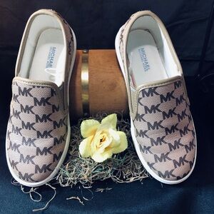 Michael Kors Tan MK Pattern Slip-Ons